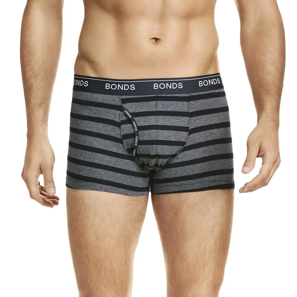 12 X Bonds Mens Guyfront Trunks Underwear Black / Grey Stripe