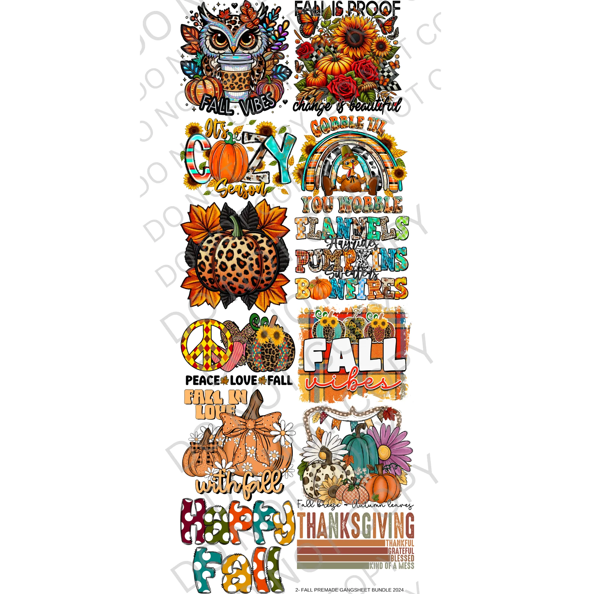 2-Fall Premade Bundle 60" Gang Sheet