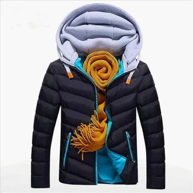 2018 Winter Jacket Men Hat Detachable Warm Cotton Padded Outerwear Mens Jackets And Coats Hooded Collar Male Parkas Clothes