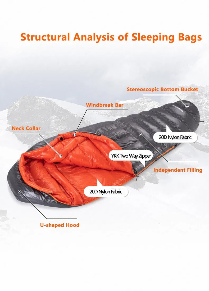 2020 New Naturehike Goose Down Mummy Sleeping Bag  Winter 20D 400T Nylon  Waterproof  Warm Sleeping Bag Portable Camping Travel