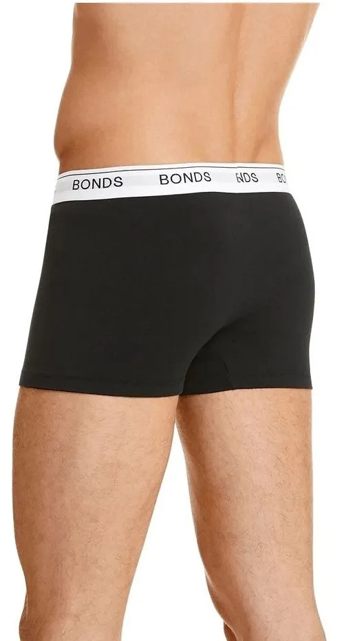 3 x Mens Bonds Guyfront Trunk Underwear Undies Black Pack