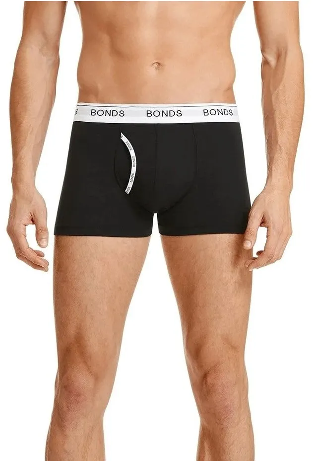 3 x Mens Bonds Guyfront Trunk Underwear Undies Black Pack