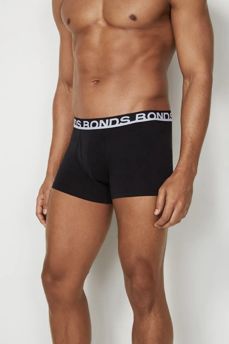 6 x Bonds Mens Everyday Trunks Underwear Black Stripe/Grey/Black