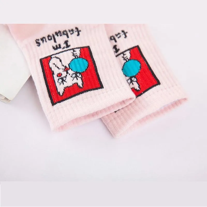 A pair of Japanese Harajuku Warm Socks for Women with Balloon Print