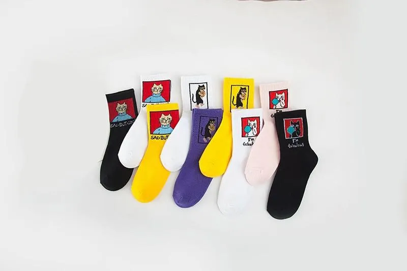 A pair of Japanese Harajuku Warm Socks for Women with Balloon Print