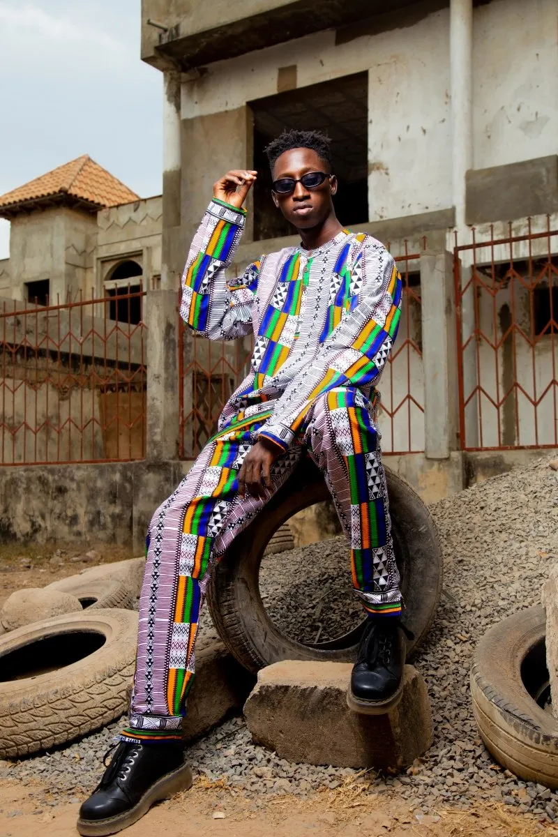 African Trousers In White Kente