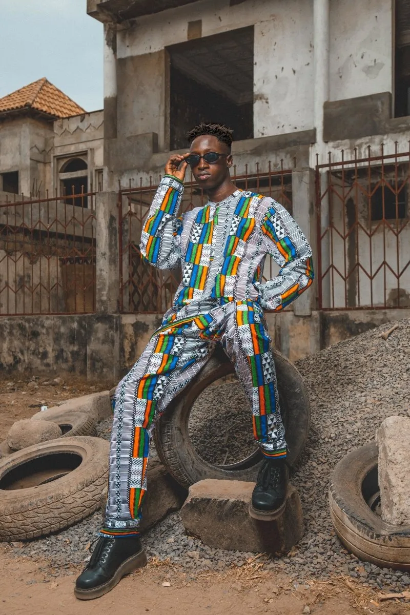 African Trousers In White Kente