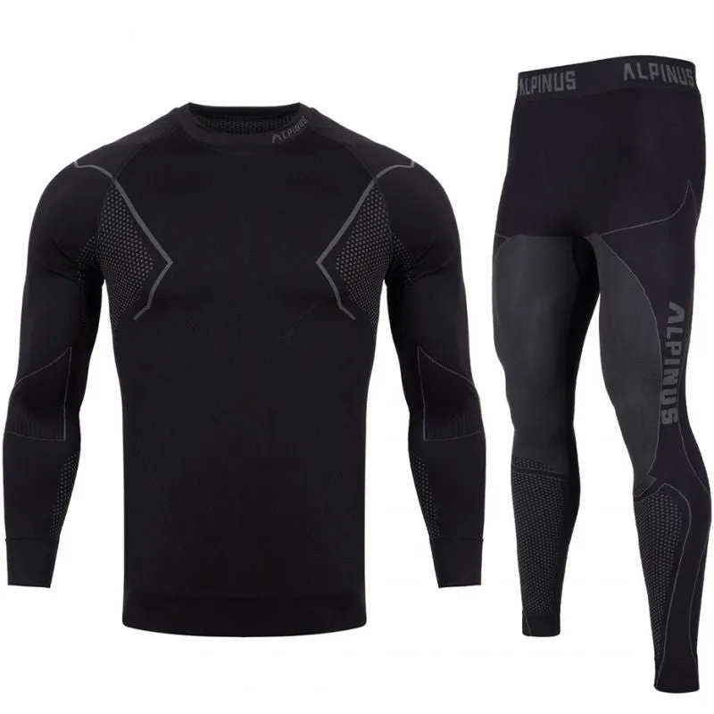 Alpinus Mens Active Base Layer Set Thermoactive Underwear - Black/Gray