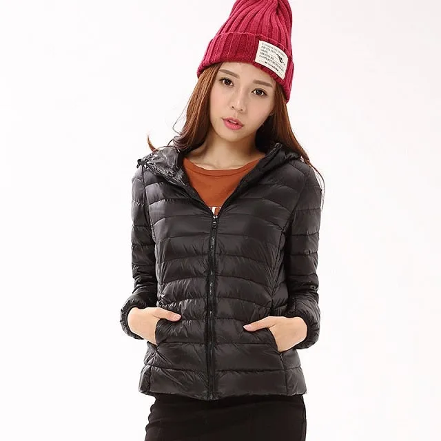 Autumn Winter Down Jackets For Women Brand Designer Hooded Coat Ultra Light Duck Down Jacket Womens Hoodes Warm Winter Coats