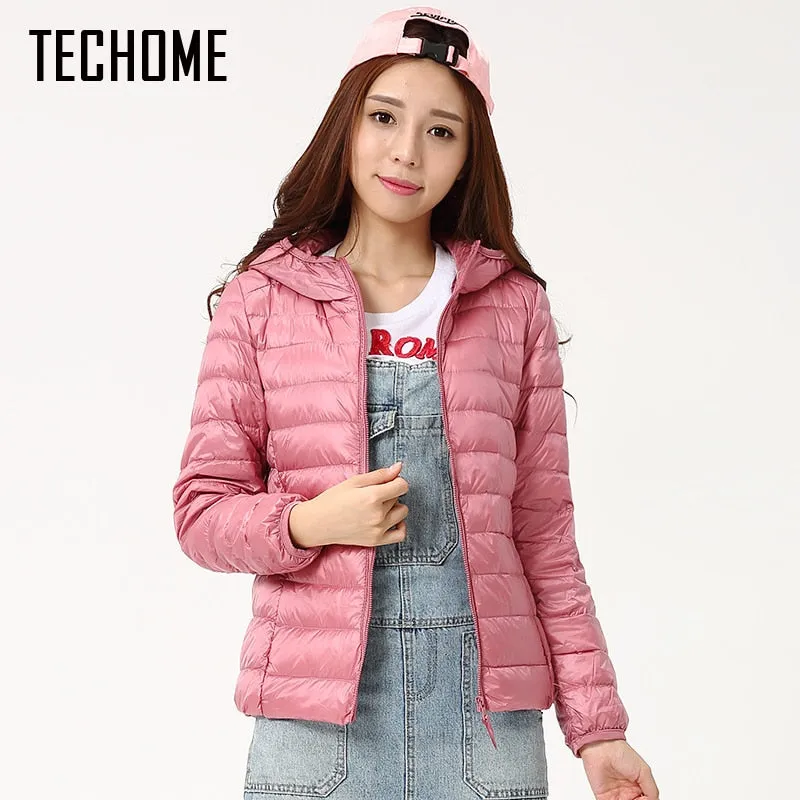 Autumn Winter Down Jackets For Women Brand Designer Hooded Coat Ultra Light Duck Down Jacket Womens Hoodes Warm Winter Coats