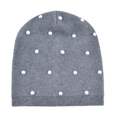 Autumn Winter Fashion Warm Pearl Knitted Beanies for Men and Women