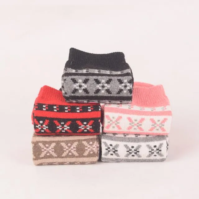 Autumn Winter Warm Thick Rabbit Wool Women's Patchworked Long Socks