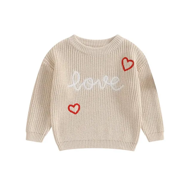 Baby Girls Deluxe Sweater - LOVE - Fall Winter Valentines