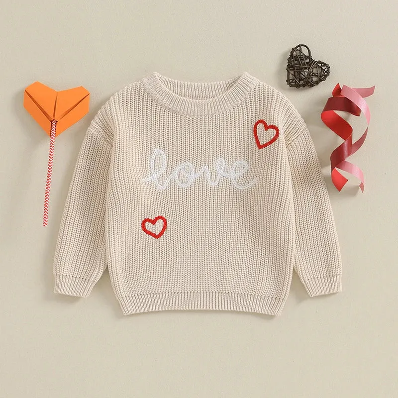 Baby Girls Deluxe Sweater - LOVE - Fall Winter Valentines