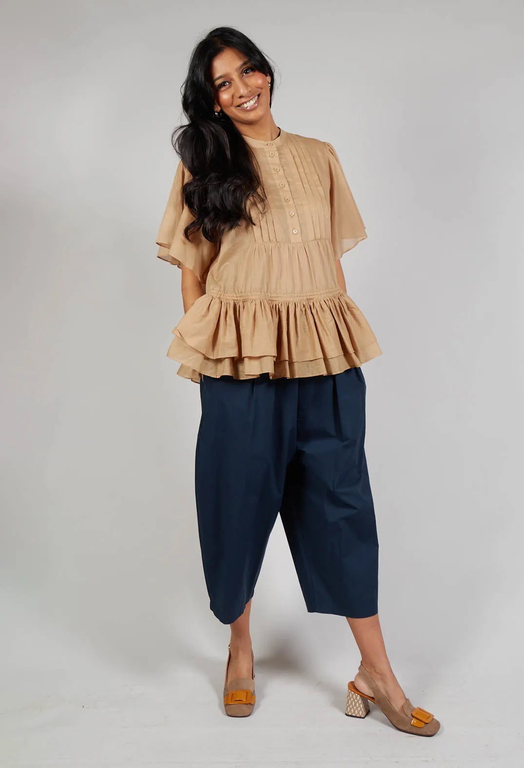 Balloon Leg Trousers in Navy