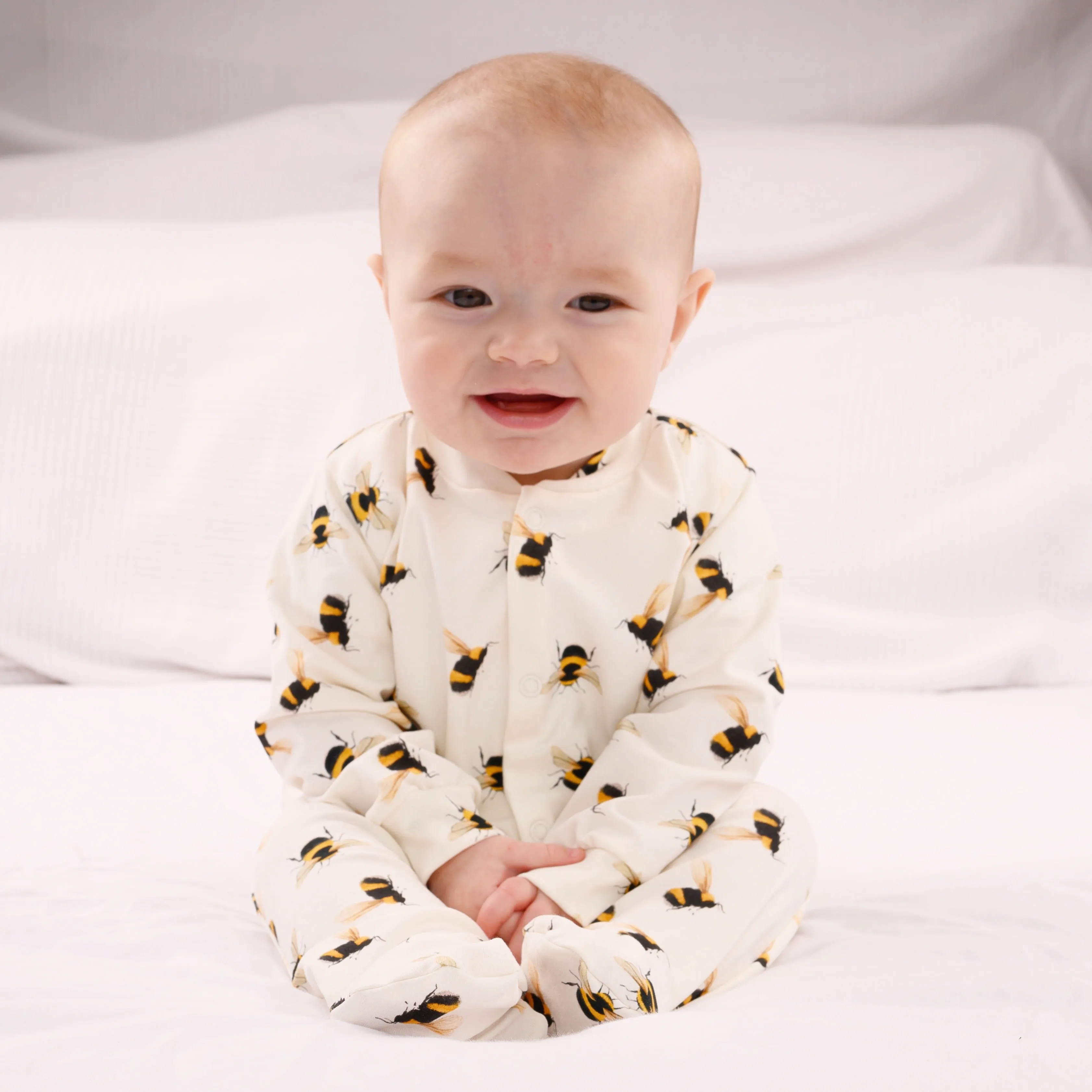 Bee print cotton sleepsuit