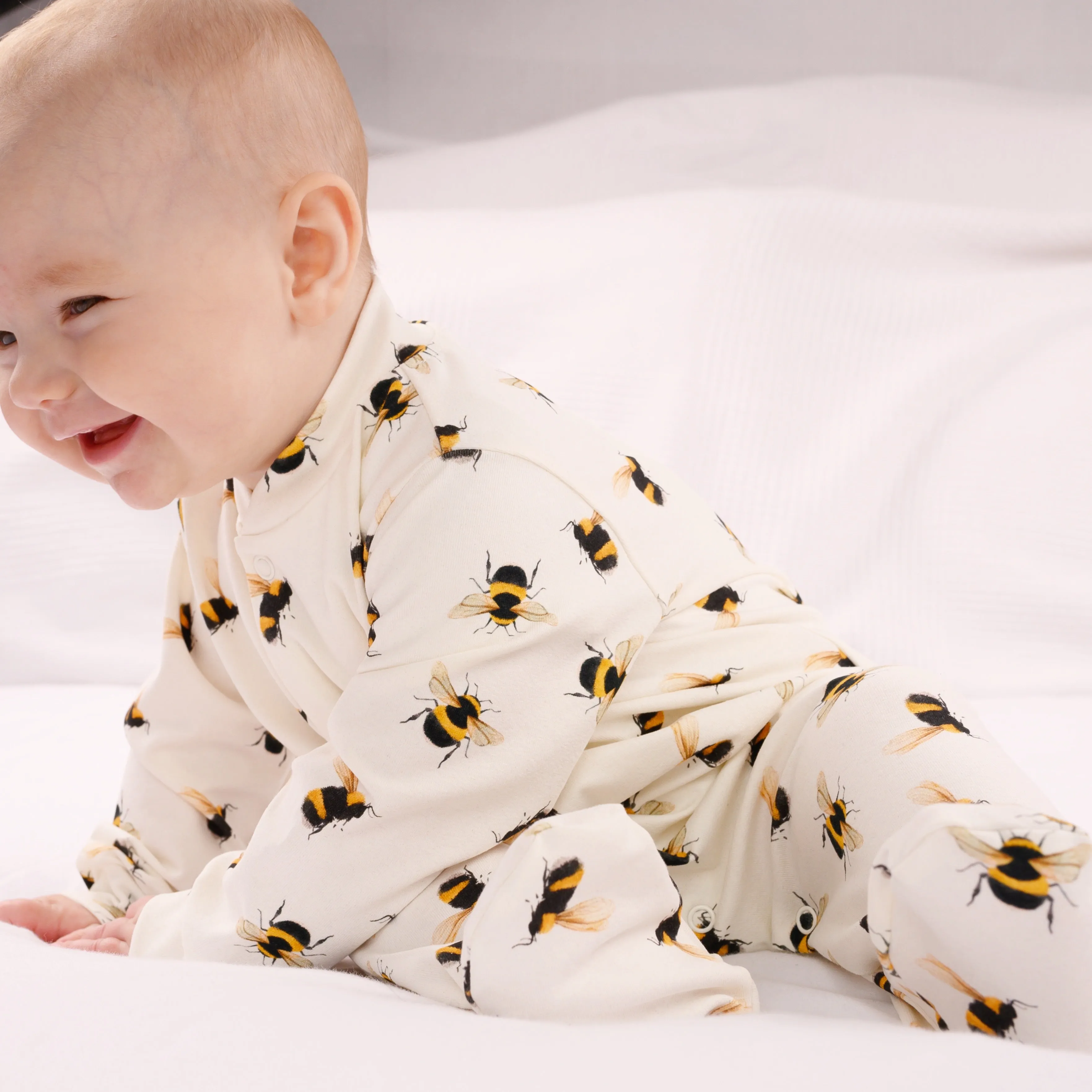 Bee print cotton sleepsuit