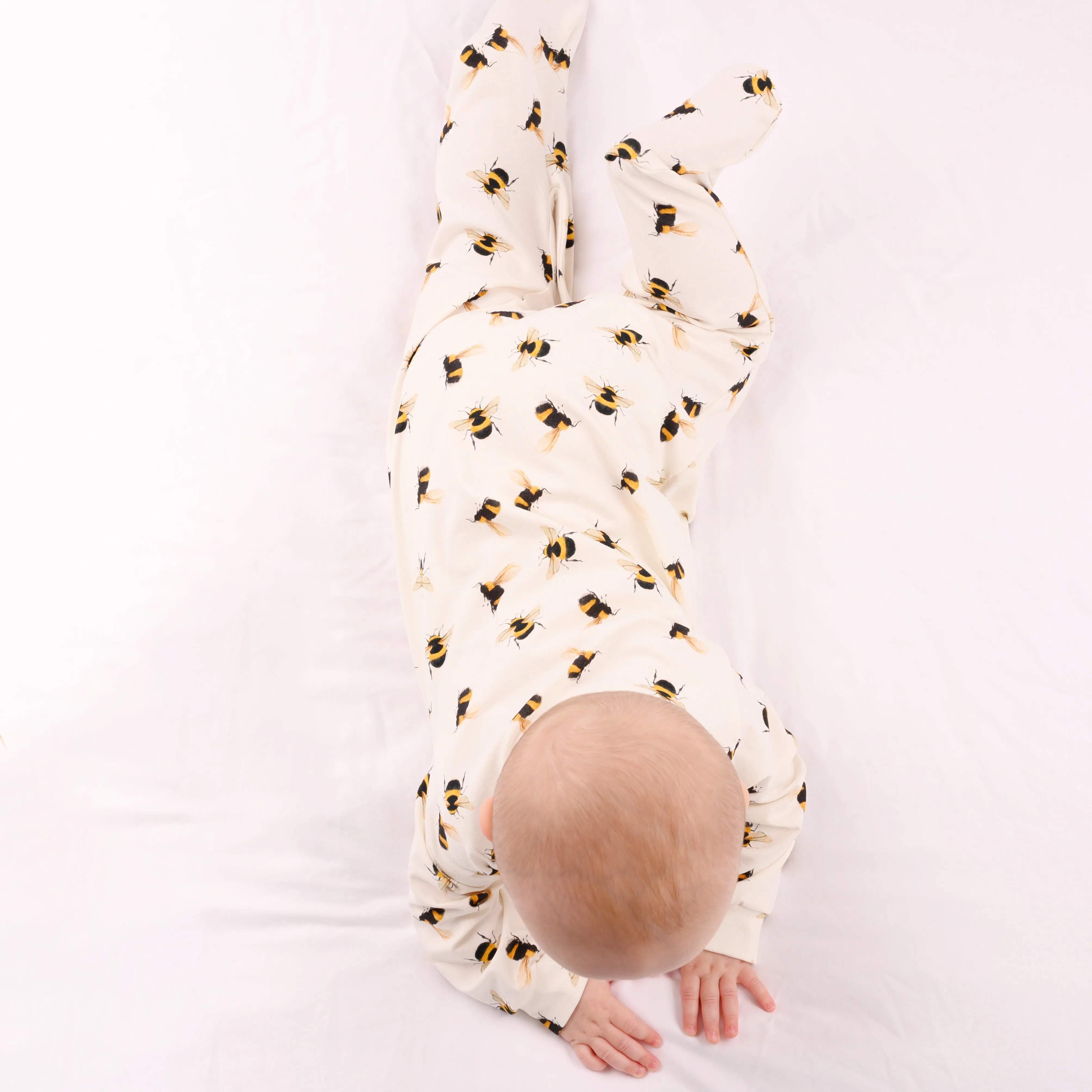 Bee print cotton sleepsuit