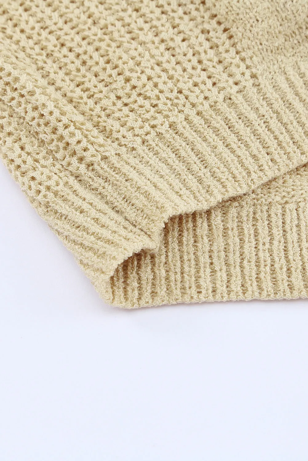 Beige Drop Shoulder Knitted Winter Sweater