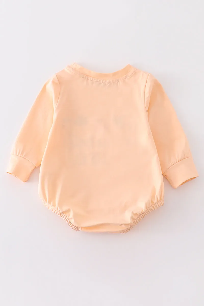 Beige fall pumpkin baby romper