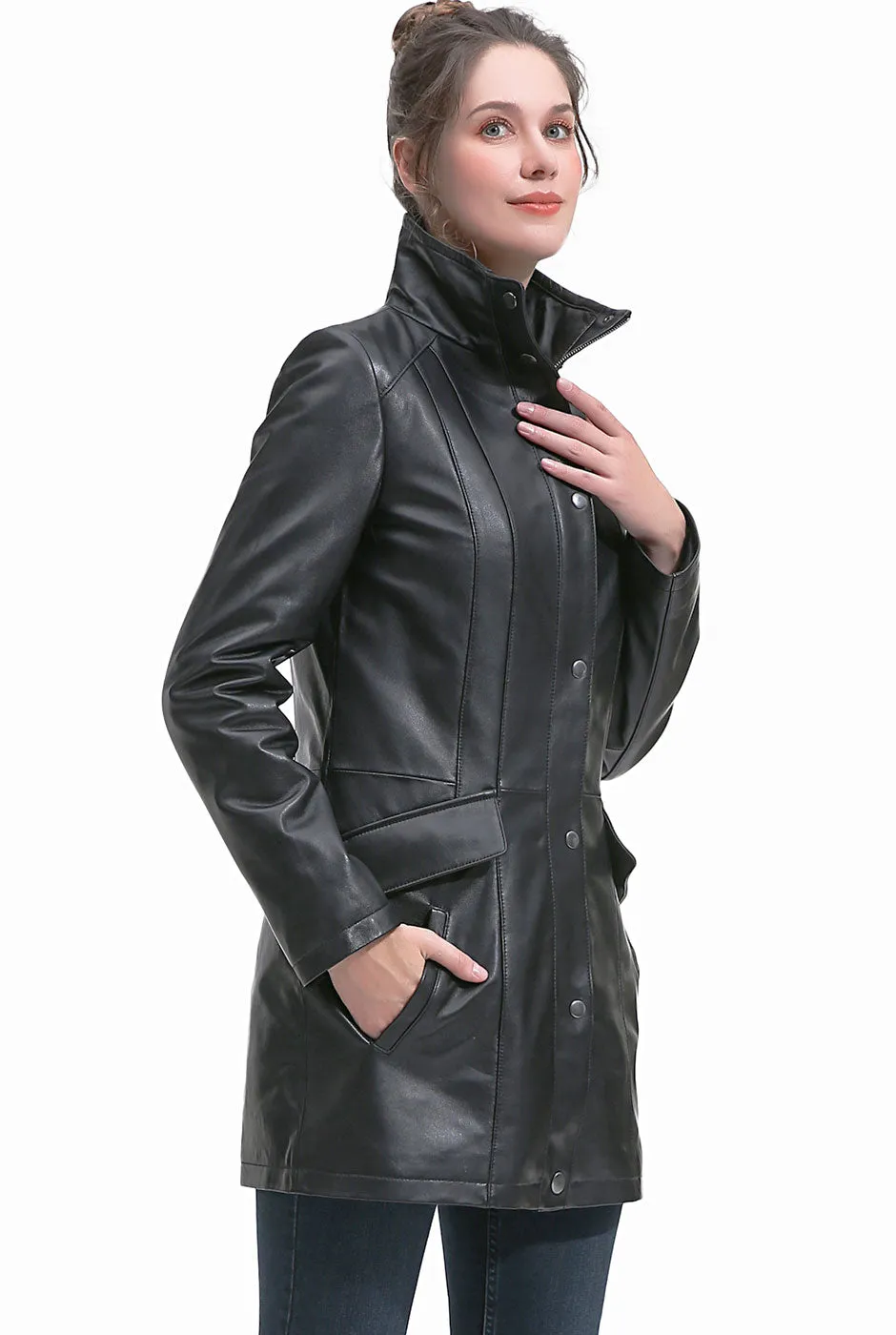 BGSD Women Imani Lambskin Leather Coat