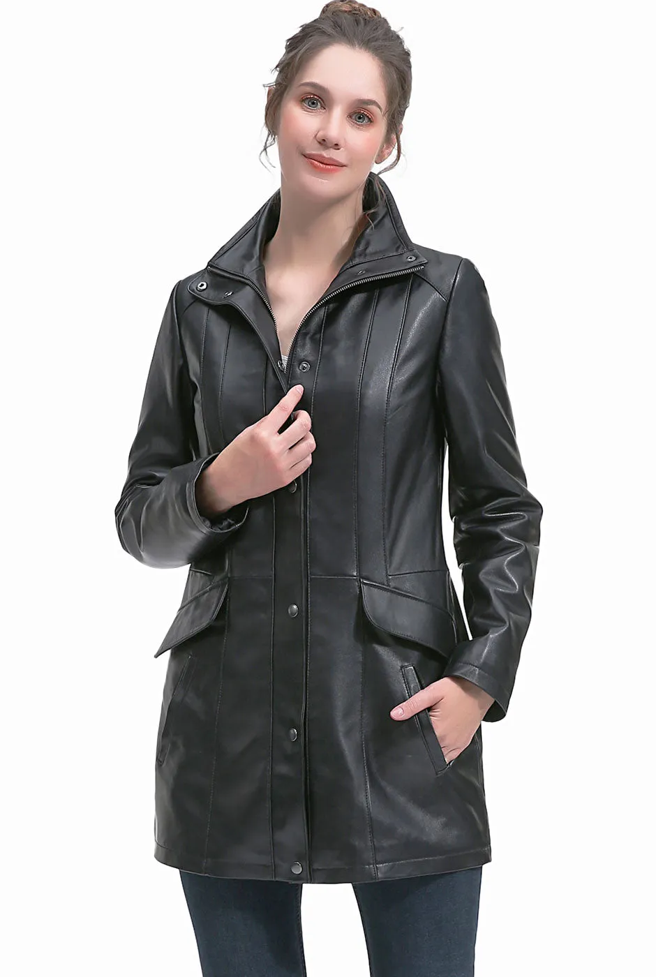 BGSD Women Imani Lambskin Leather Coat