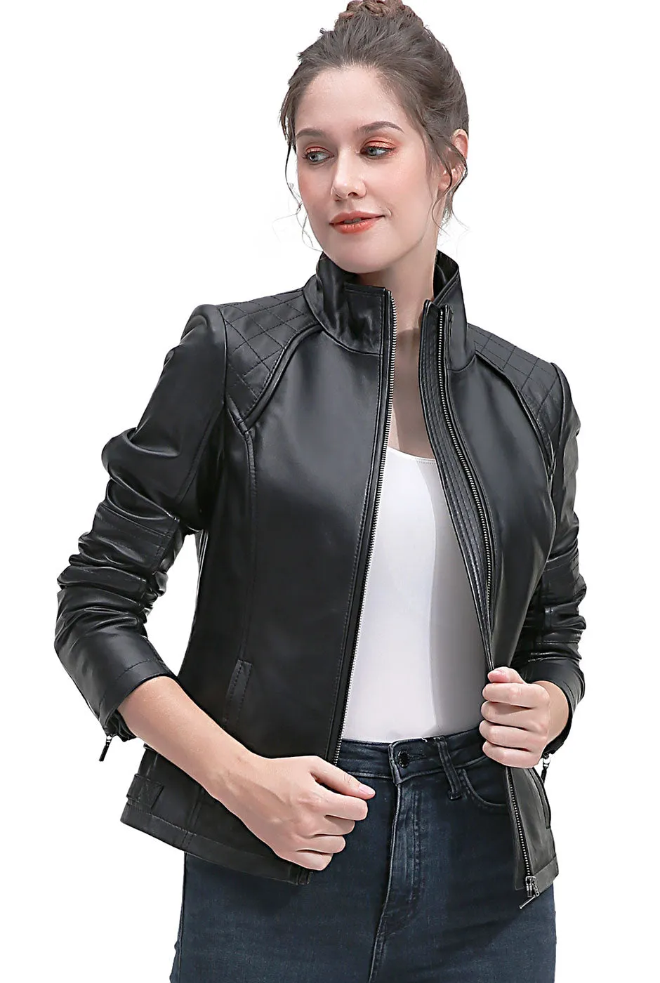 BGSD Women Kate Lambskin Leather Jacket