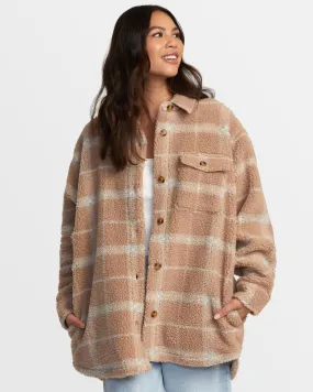 Birdie Shacket Flannel Jacket - Warm Taupe