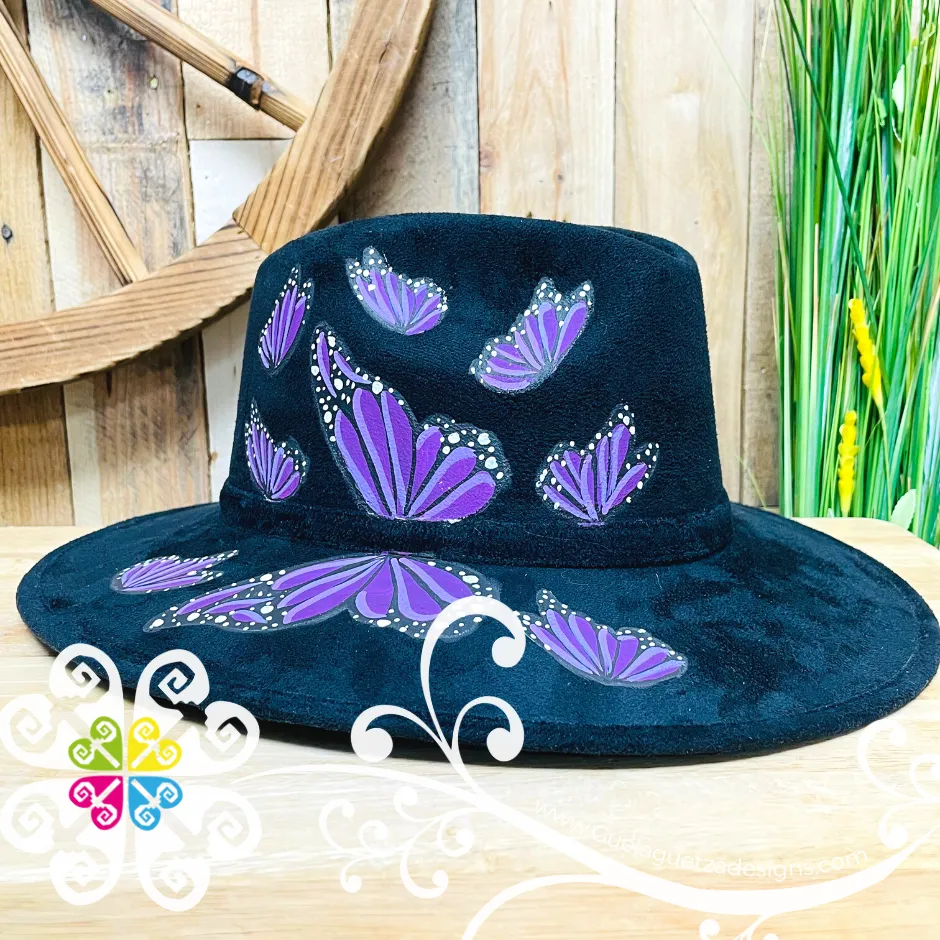 Black Butterflies - Hand Painted Fall Hat