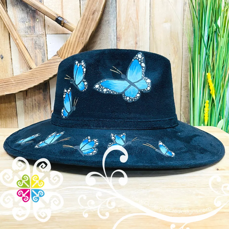 Black Butterflies - Hand Painted Fall Hat