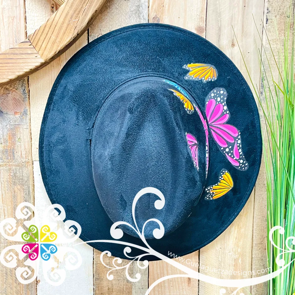 Black Butterflies - Hand Painted Fall Hat