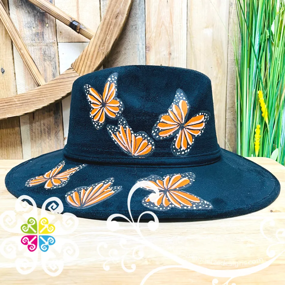 Black Butterflies - Hand Painted Fall Hat