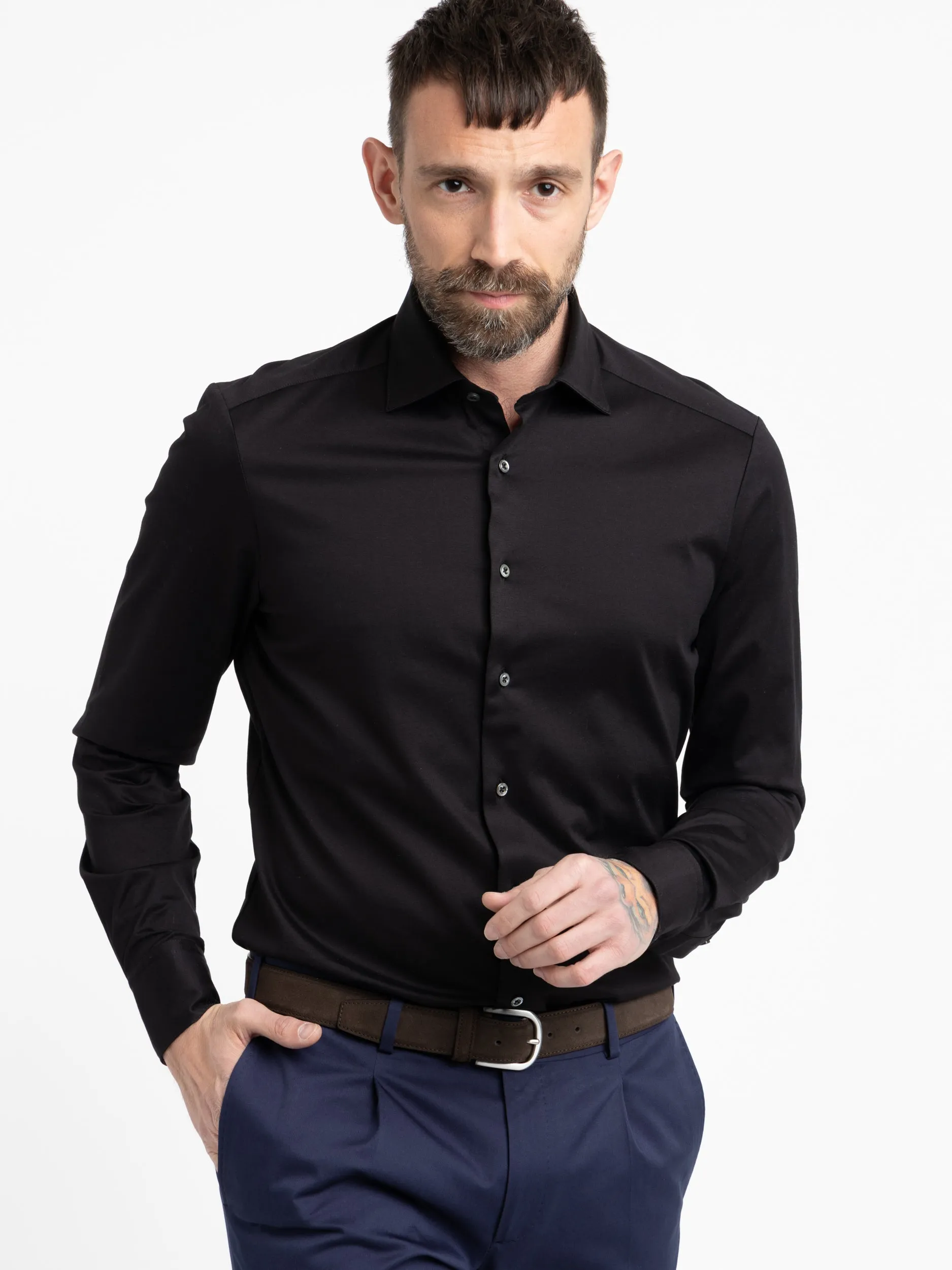 Black Cotton Jersey Shirt