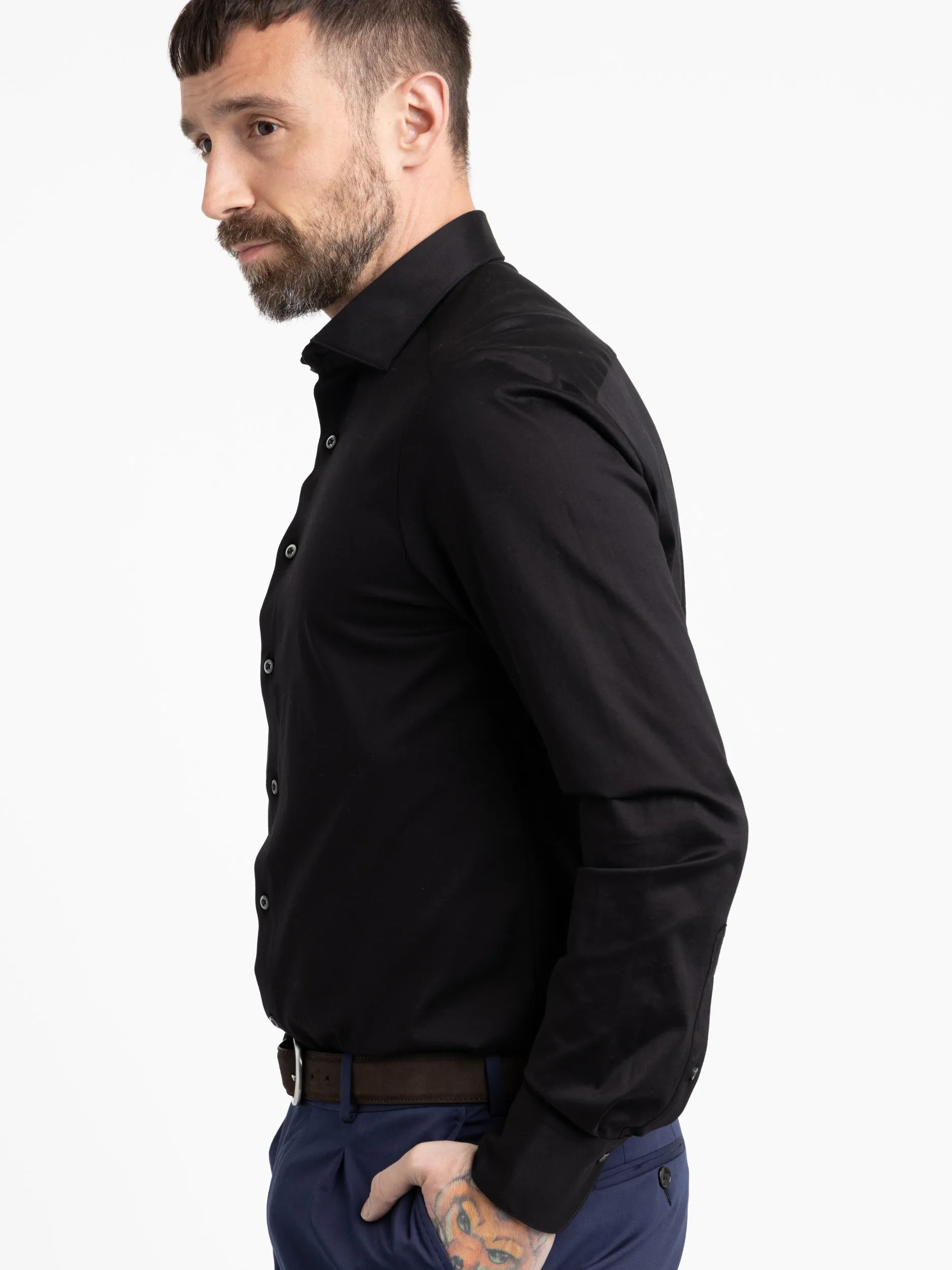 Black Cotton Jersey Shirt