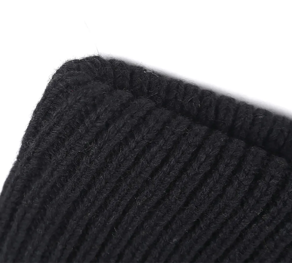 Black Winter Knit Beanie Hat