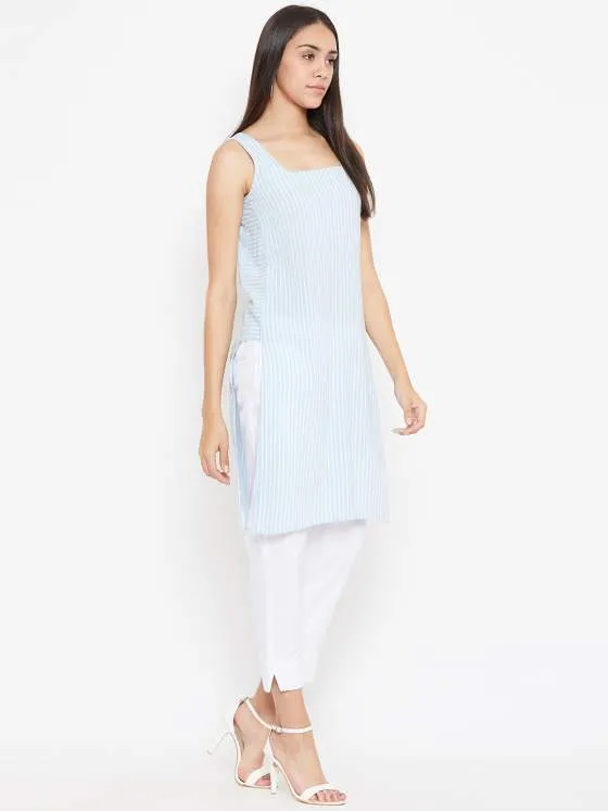 Blue Stripes Kurta For Women