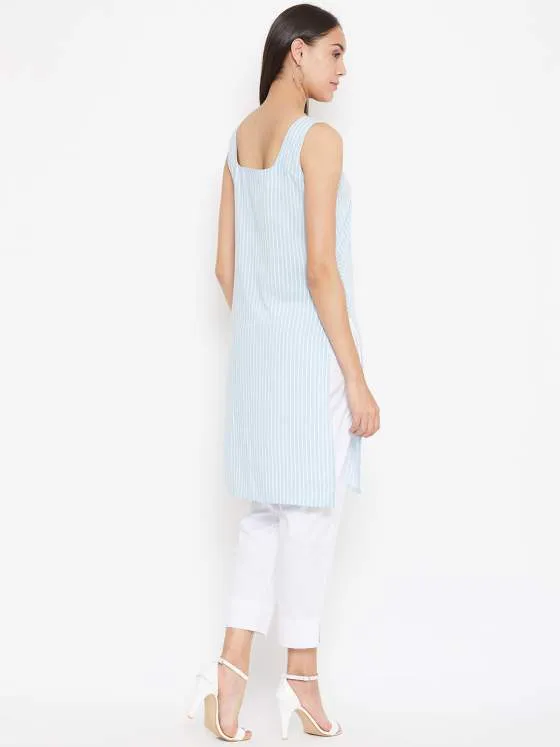 Blue Stripes Kurta For Women