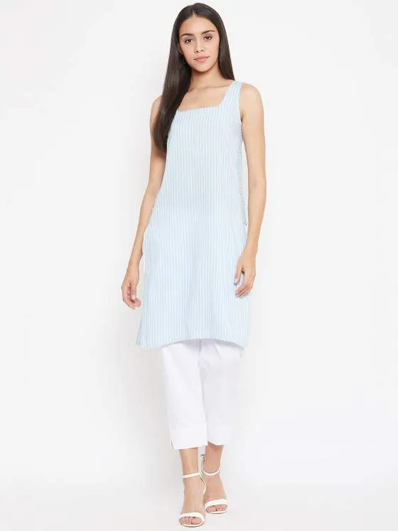 Blue Stripes Kurta For Women