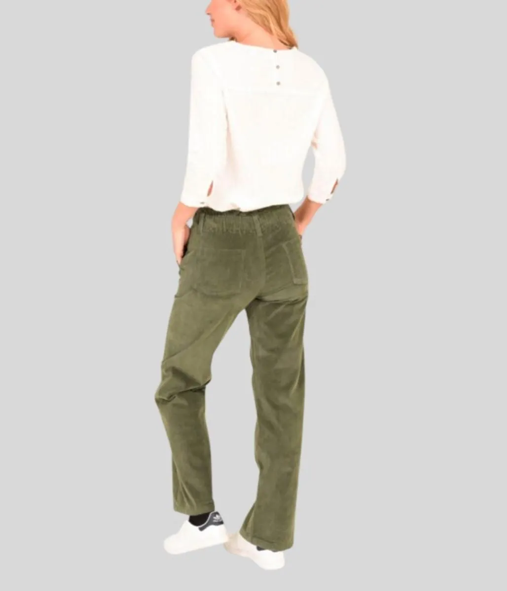 Brakeburn Green Wide Leg Corduroy Trousers