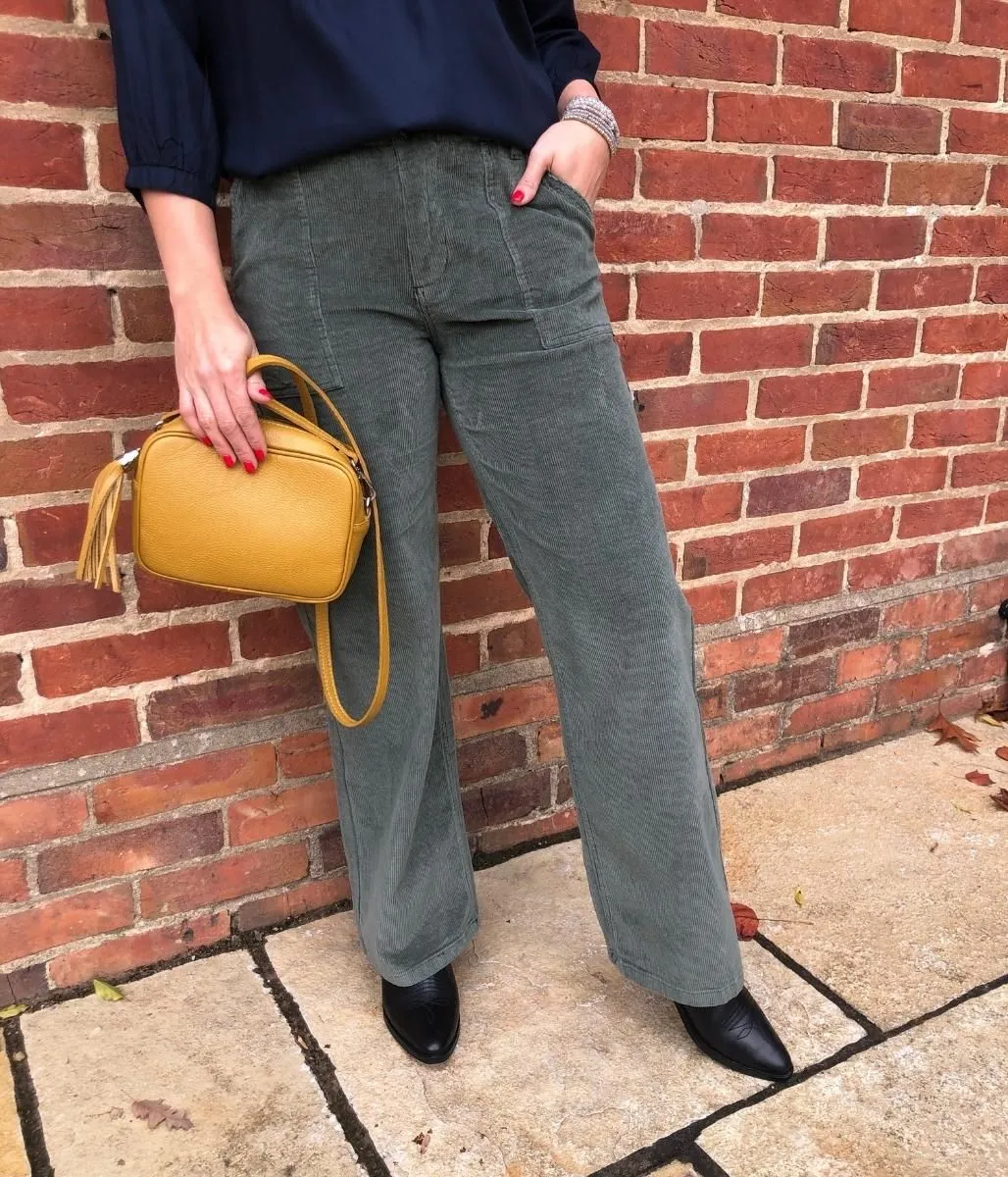 Brakeburn Green Wide Leg Corduroy Trousers