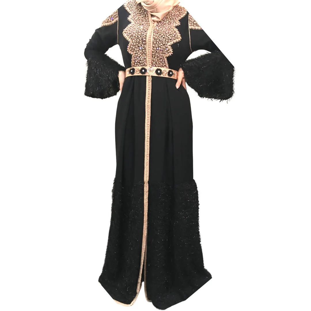 Bronze and Black Modern Winter Kaftan