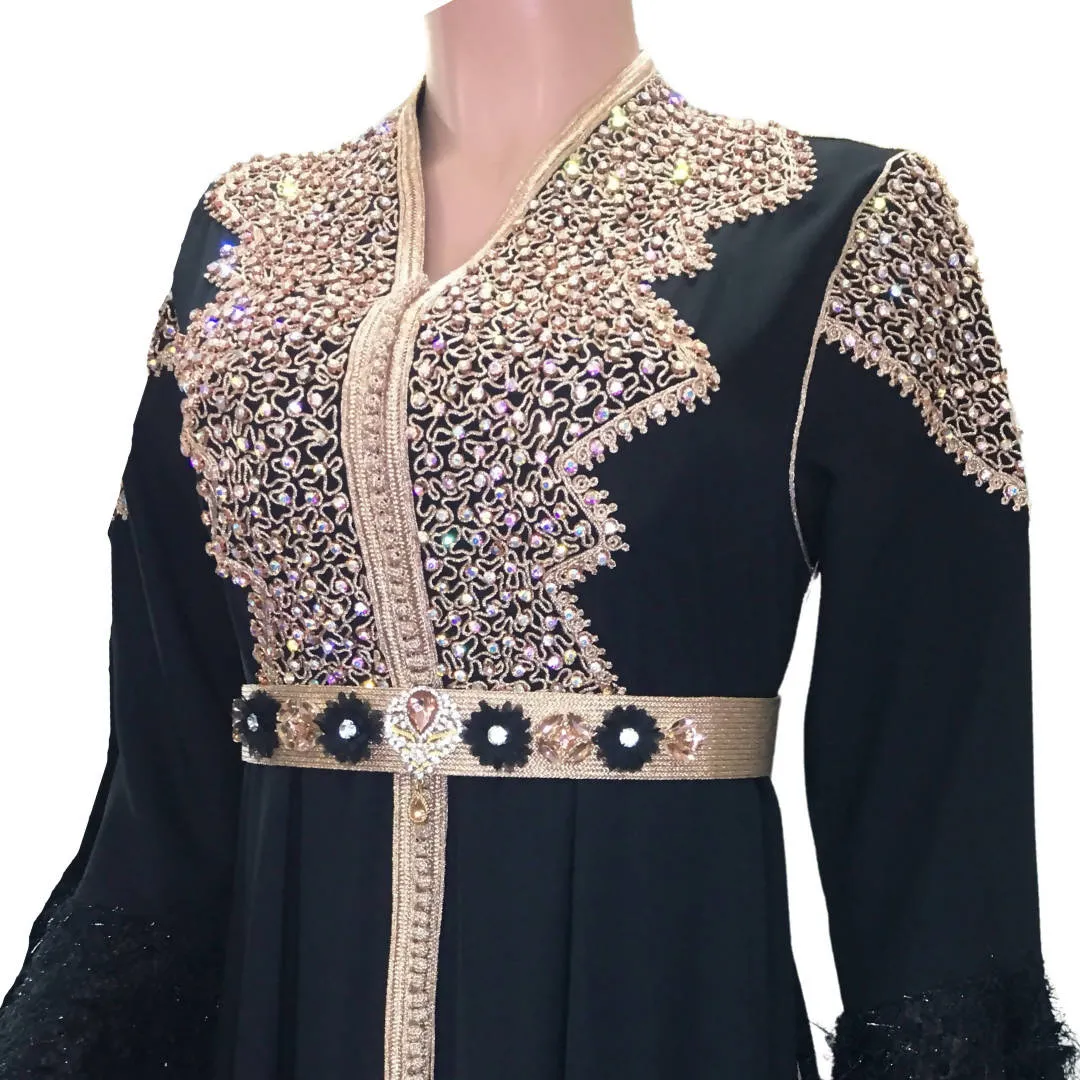 Bronze and Black Modern Winter Kaftan