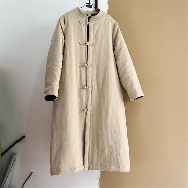 Button Thick Parkas Vintage Warm Clothes Coats Women Johnature 7424207