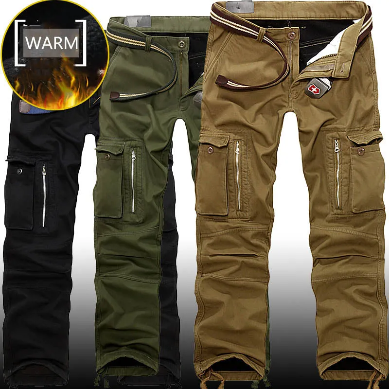 Thick Warm Winter Mens Pants with Casual Pockets