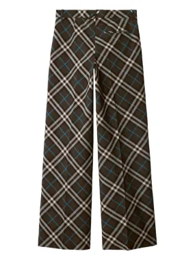 CHECK-PATTERN PRESSED-CREASE TROUSERS