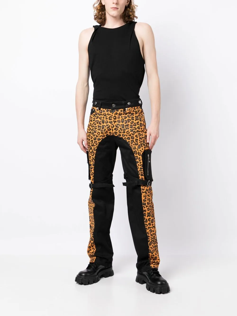 Cheetah-Print Strap Detail Trousers