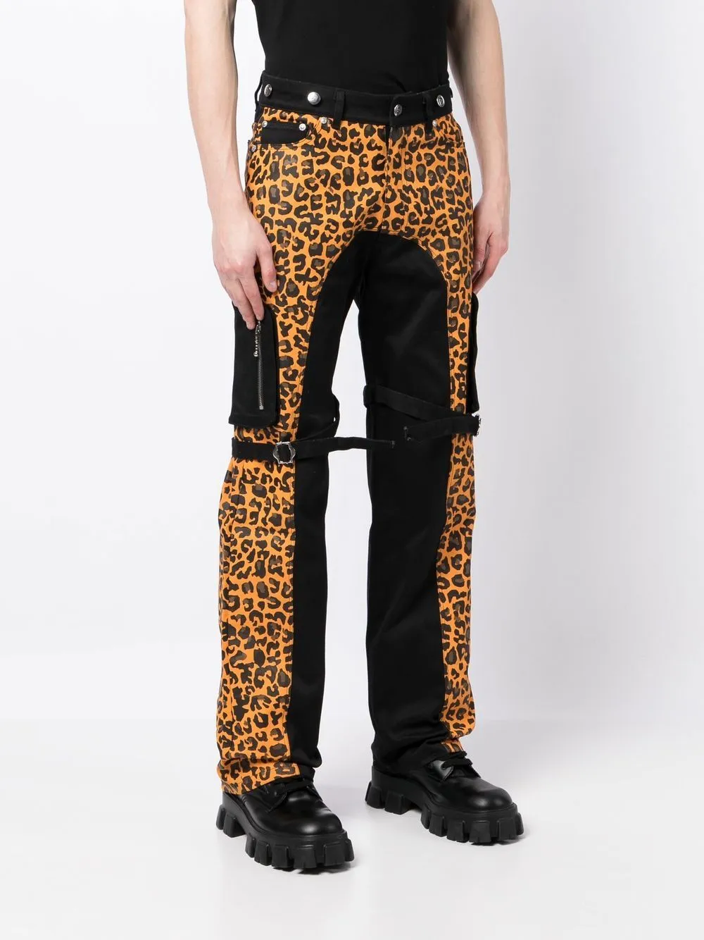 Cheetah-Print Strap Detail Trousers