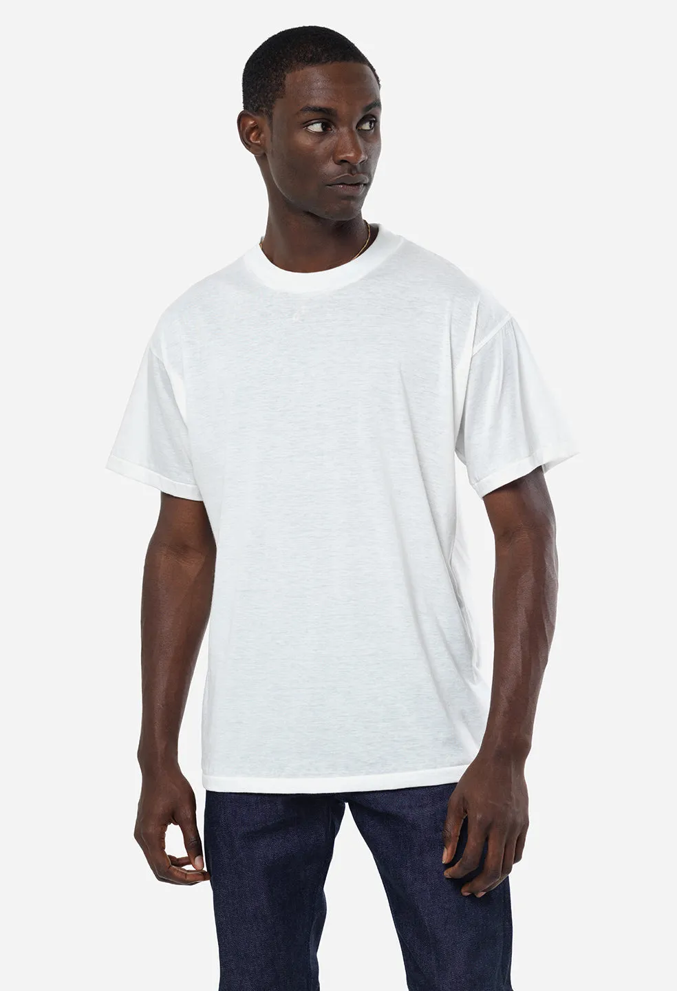 Cotton Cashmere Crew / White