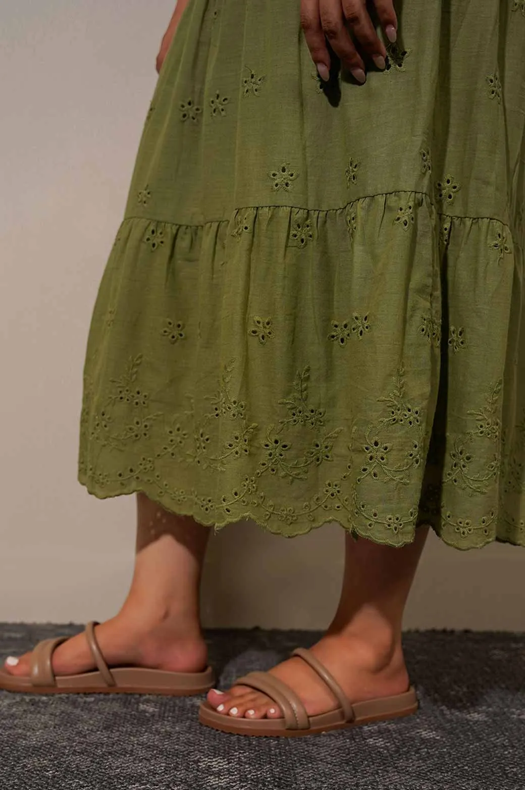 COTTON CUTWORK SKIRT