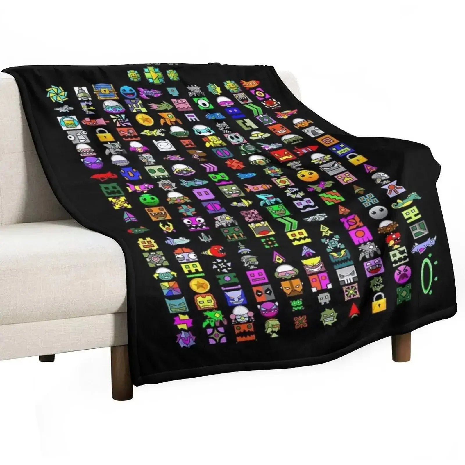 Cozy Geometry Dash Winter Throw Blanket